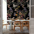 Floral Gaze, Black Mural Wallpaper - room preview 06