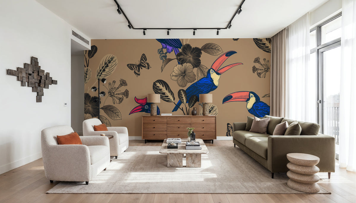 Laughing Birds Mural Wallpaper - room preview 06