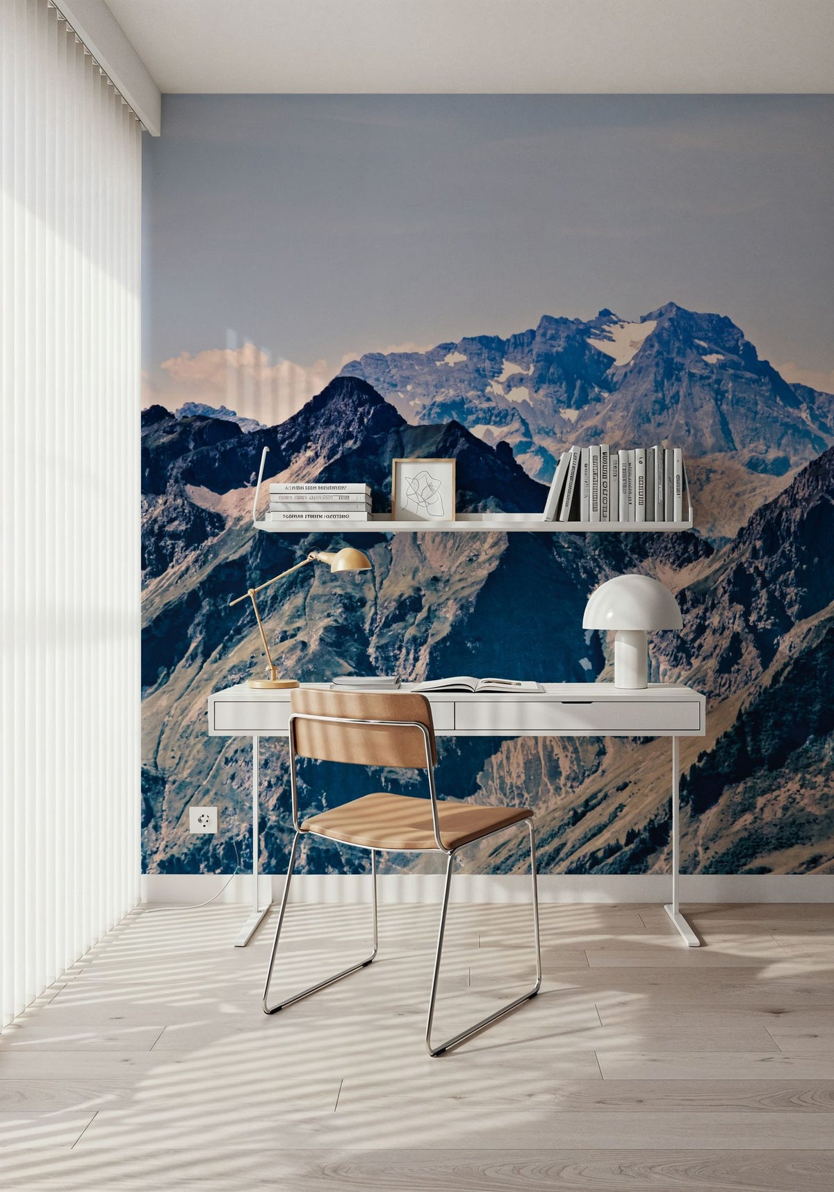 Vintage Look Mountain Top Mural Wallpaper - room preview 06
