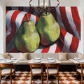 Two Pears on a Striped Cloth Mural Wallpaper - room preview 06
