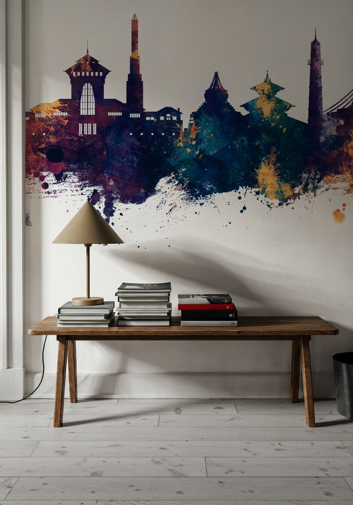 Kathmandu Nepal Skyline Blue & Bronze Mural Wallpaper - room preview 06