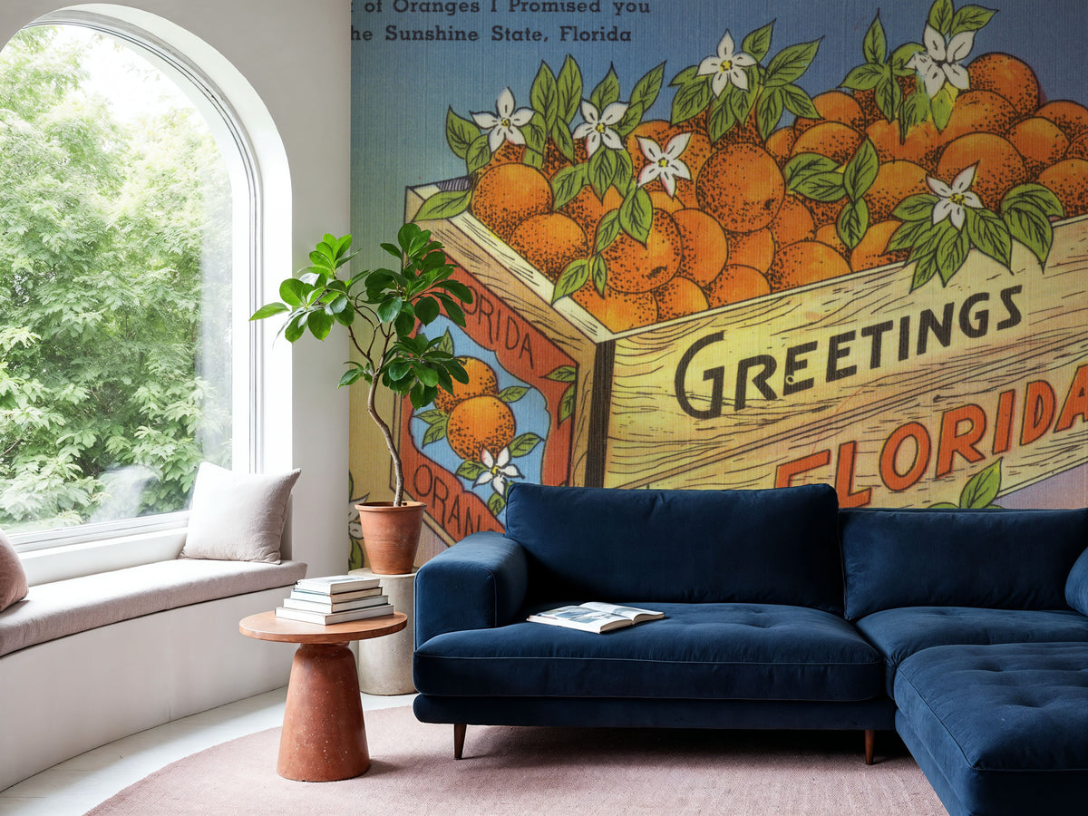 Greetings From Florida's Finest Oranges Mural Wallpaper - room preview 06