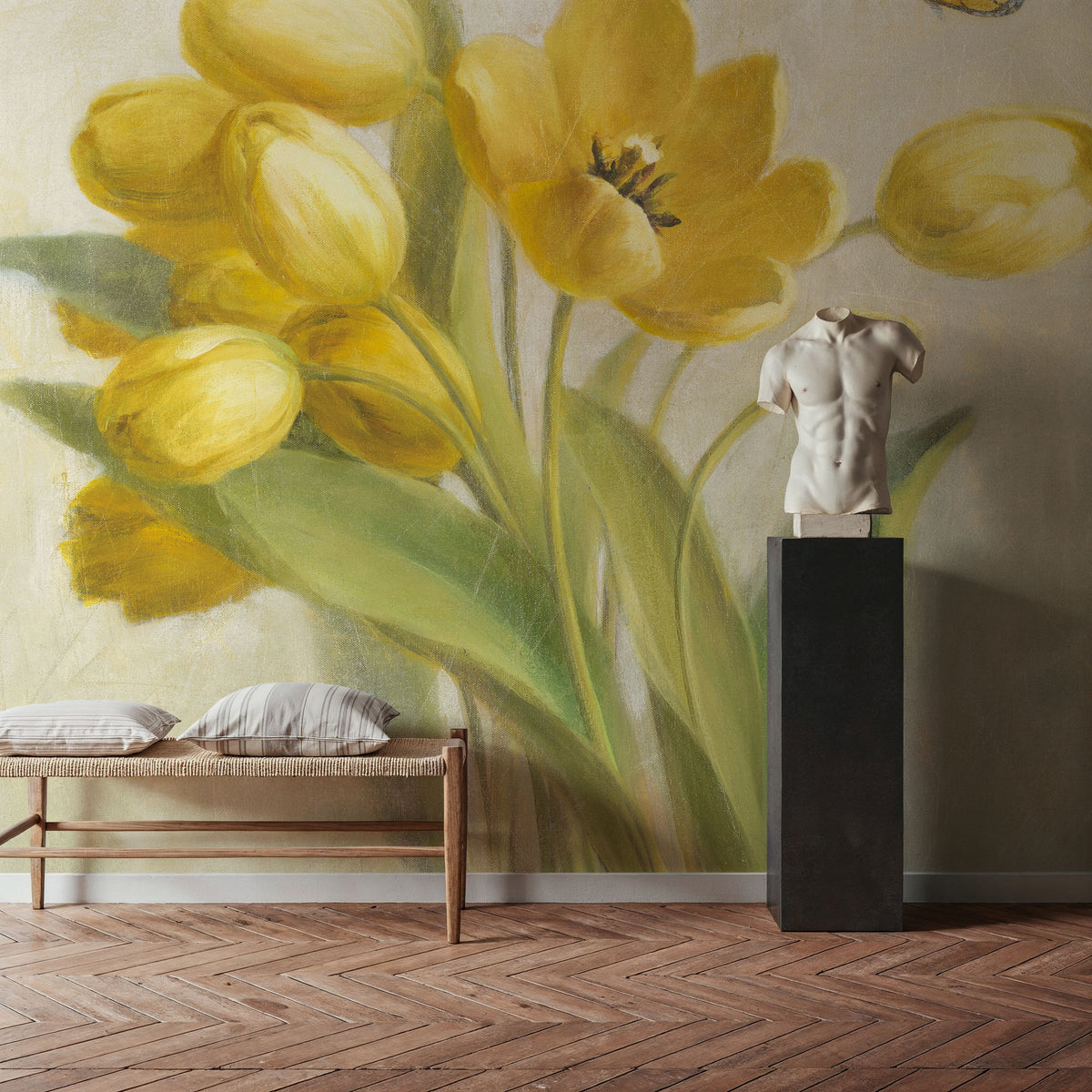 Yellow French Tulips Mural Wallpaper - room preview 06