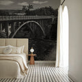 Lundbreck Falls Bridge BW Mural Wallpaper - room preview 06