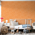 Petals on Orange Mural Wallpaper - room preview 06