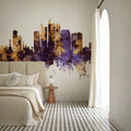 Manila Philippines Skyline Purple & Gold Mural Wallpaper - room preview 06