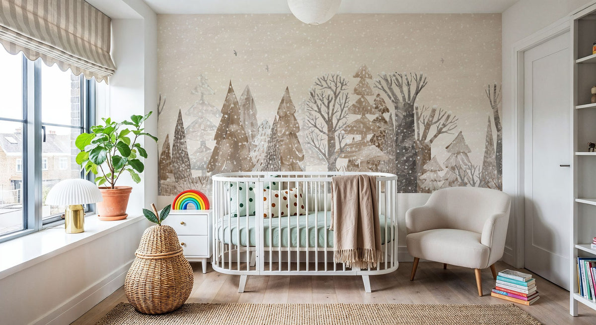 Snowy View Mural Wallpaper - room preview 06