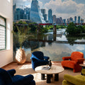 Urban Skyscrapers Blue Sky Reflection Mural Wallpaper - room preview 06