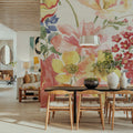 Floral Focus White Mural Wallpaper - room preview 06