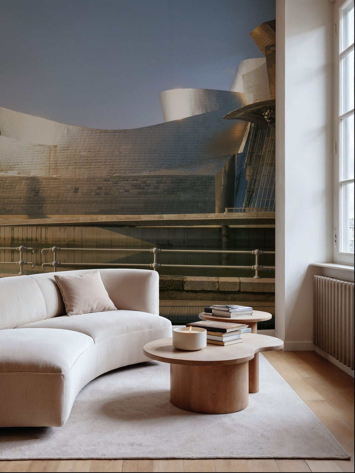 Metallic Riverfront Sculpture Mural Wallpaper - room preview 06