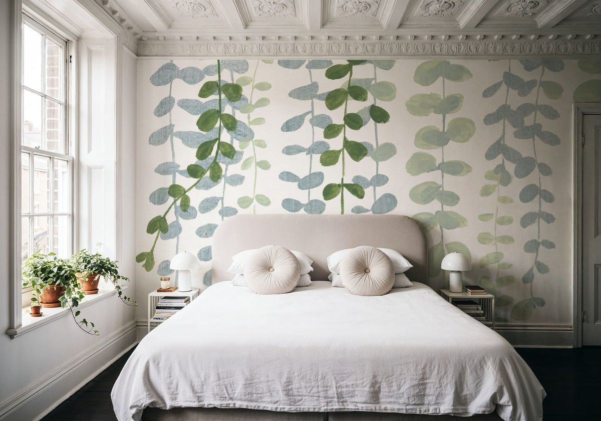 Cascade in Green Mural Wallpaper - room preview 06