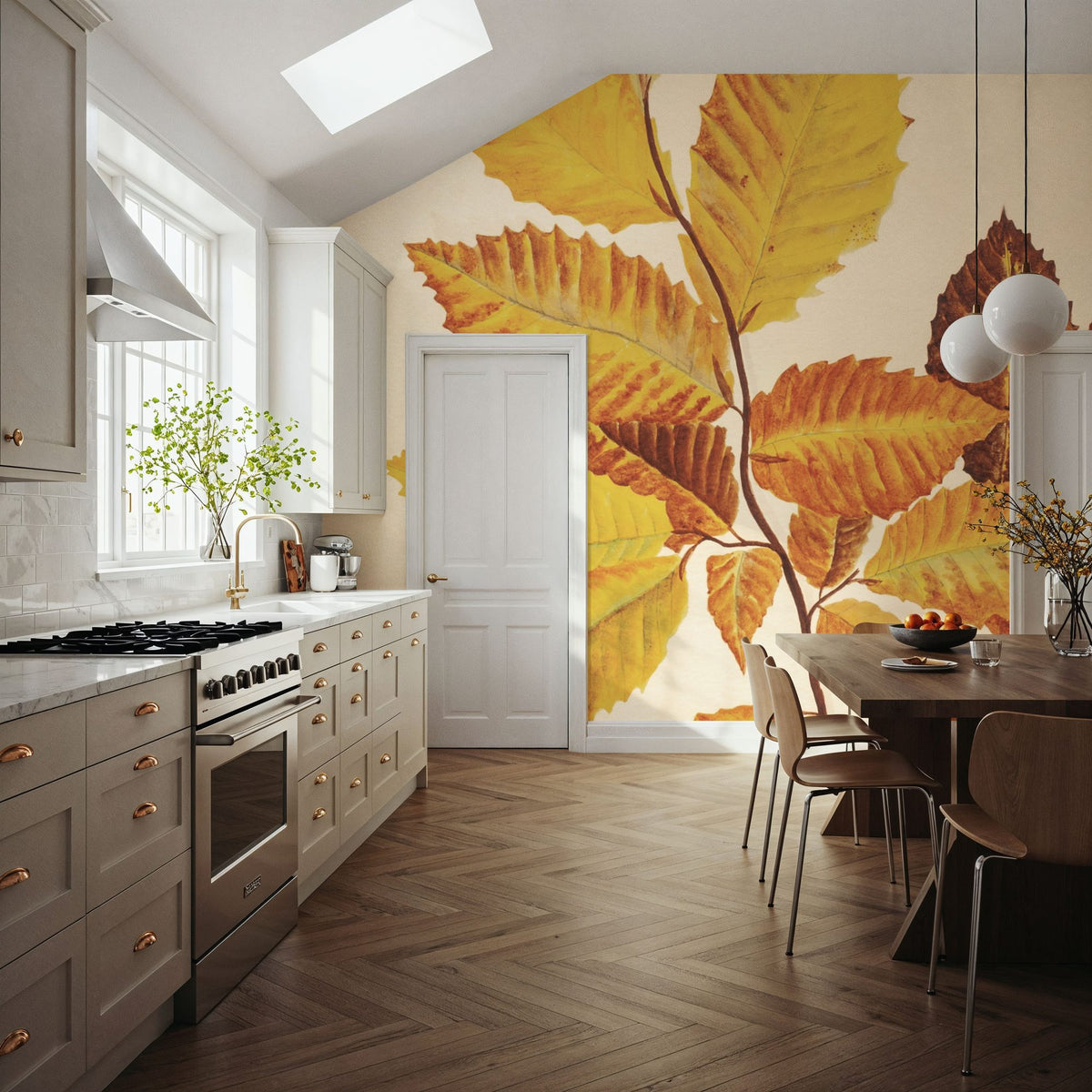 Fall Leaves IV Muted Mural Wallpaper - room preview 06