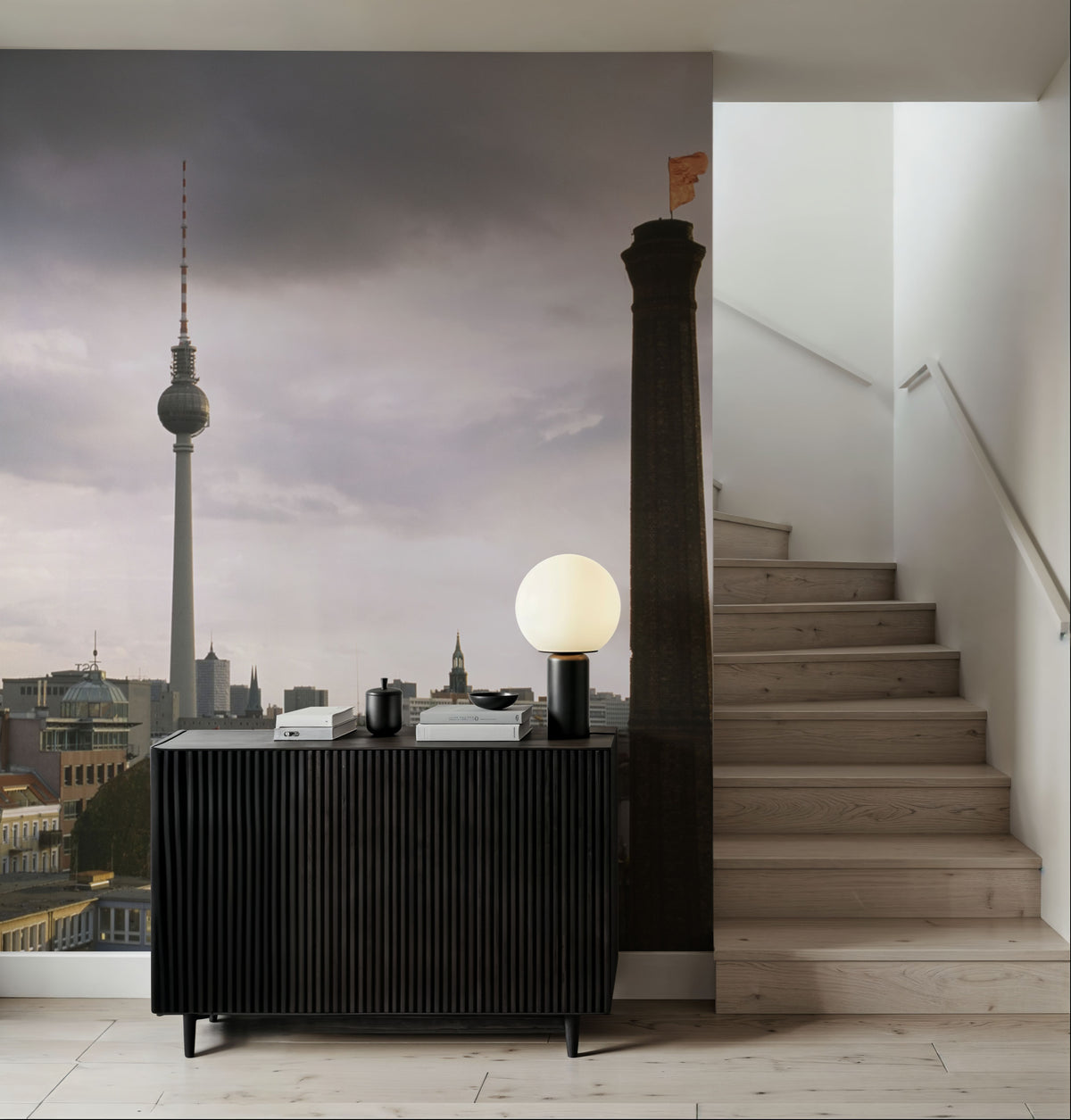 Misty Tower Skyline Mural Wallpaper - room preview 06