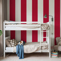 Scalloped Circus Stripes, Red Mural Wallpaper - room preview 06