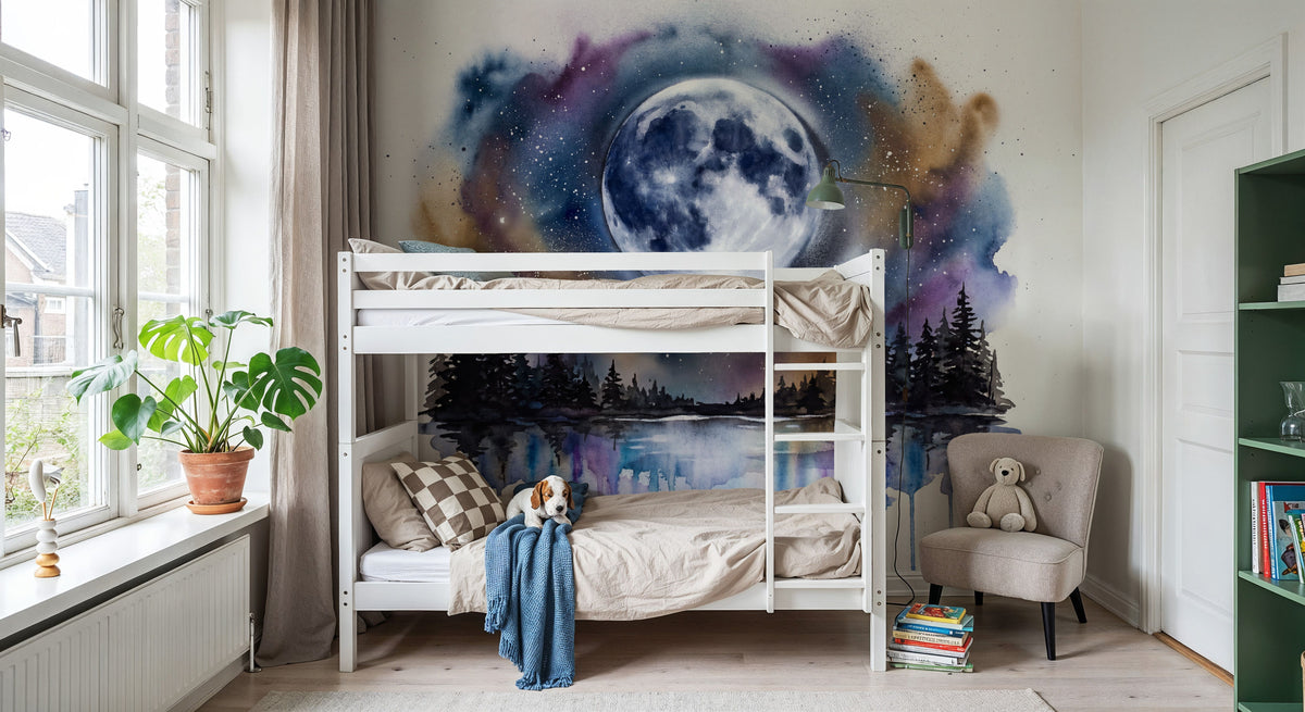 Forest Lake II - Powerful Moon Series Mural Wallpaper - room preview 06
