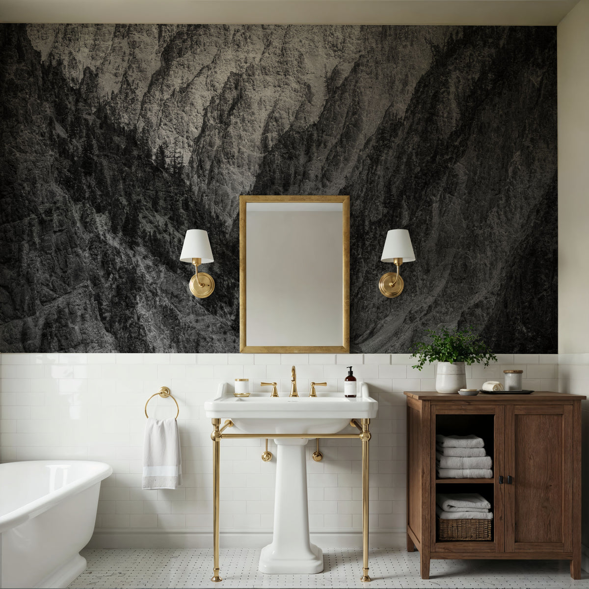 Yellowstone Summers BW Mural Wallpaper - room preview 06