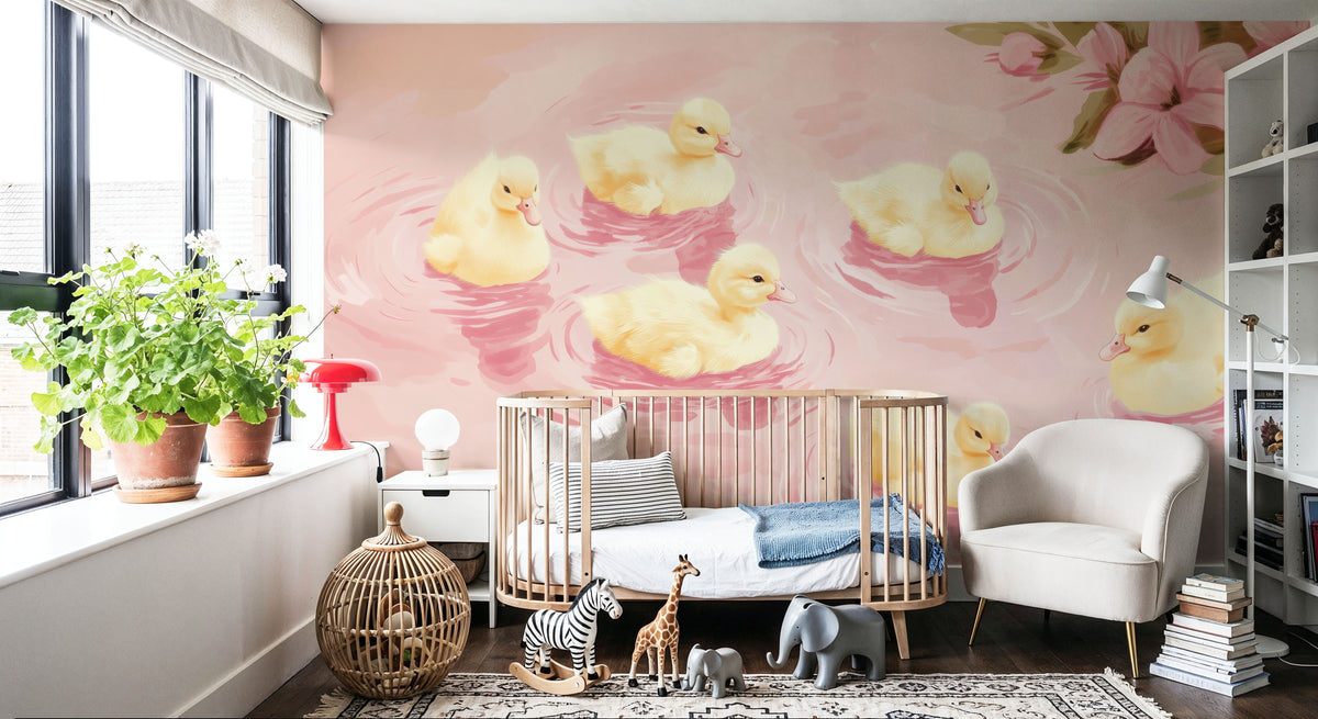 Pretty Ducklings Flower Mural Wallpaper - room preview 06