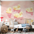 Pretty Ducklings Flower Mural Wallpaper - room preview 06