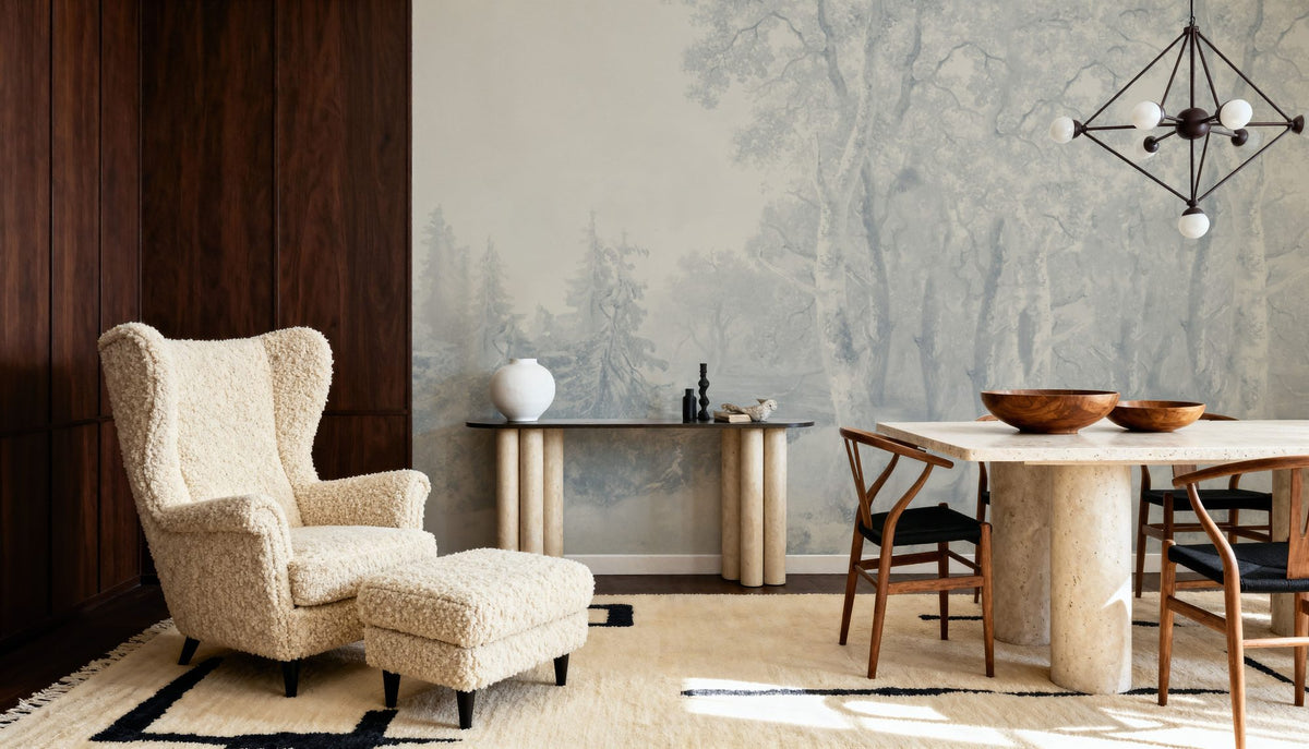 Forest Immersion Pale Blue Mural Wallpaper - room preview 06