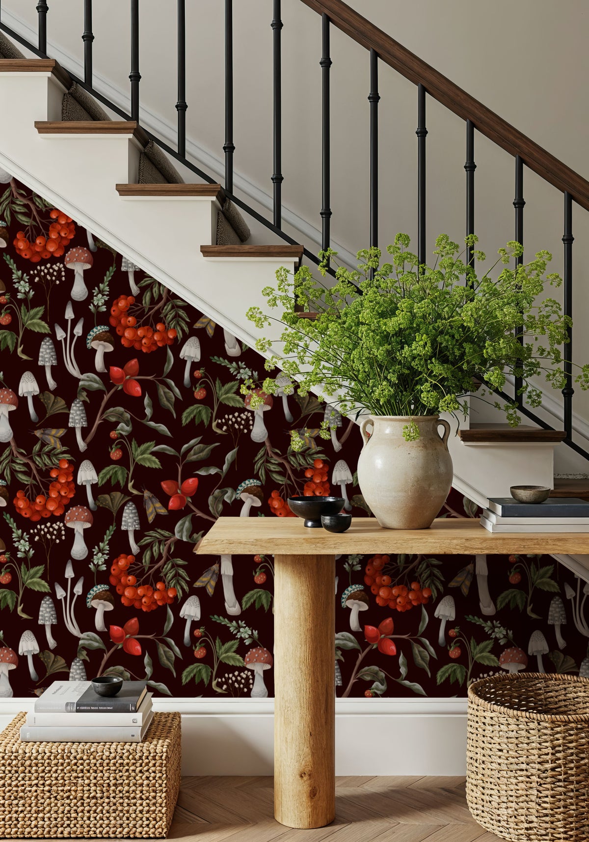 Forest Finds with Berries, Midnight Mural Wallpaper - room preview 06