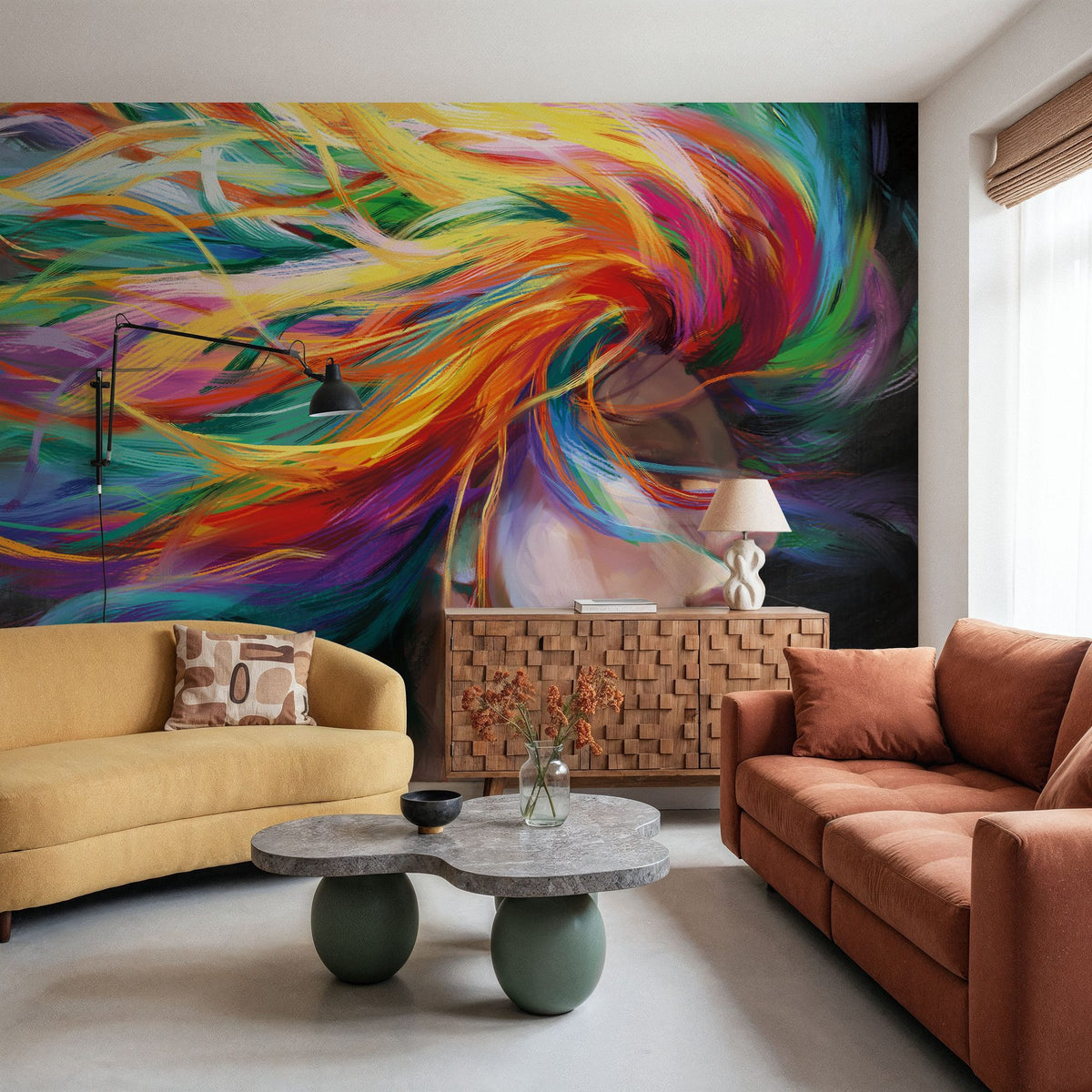 Rainbow Hair Mural Wallpaper - room preview 06