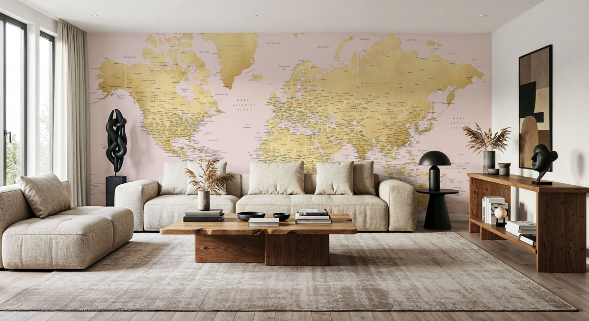 World Map Cities - Lalita Mural Wallpaper - room preview 06