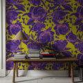 Pop Peonies, Purple & Lime Mural Wallpaper - room preview 06