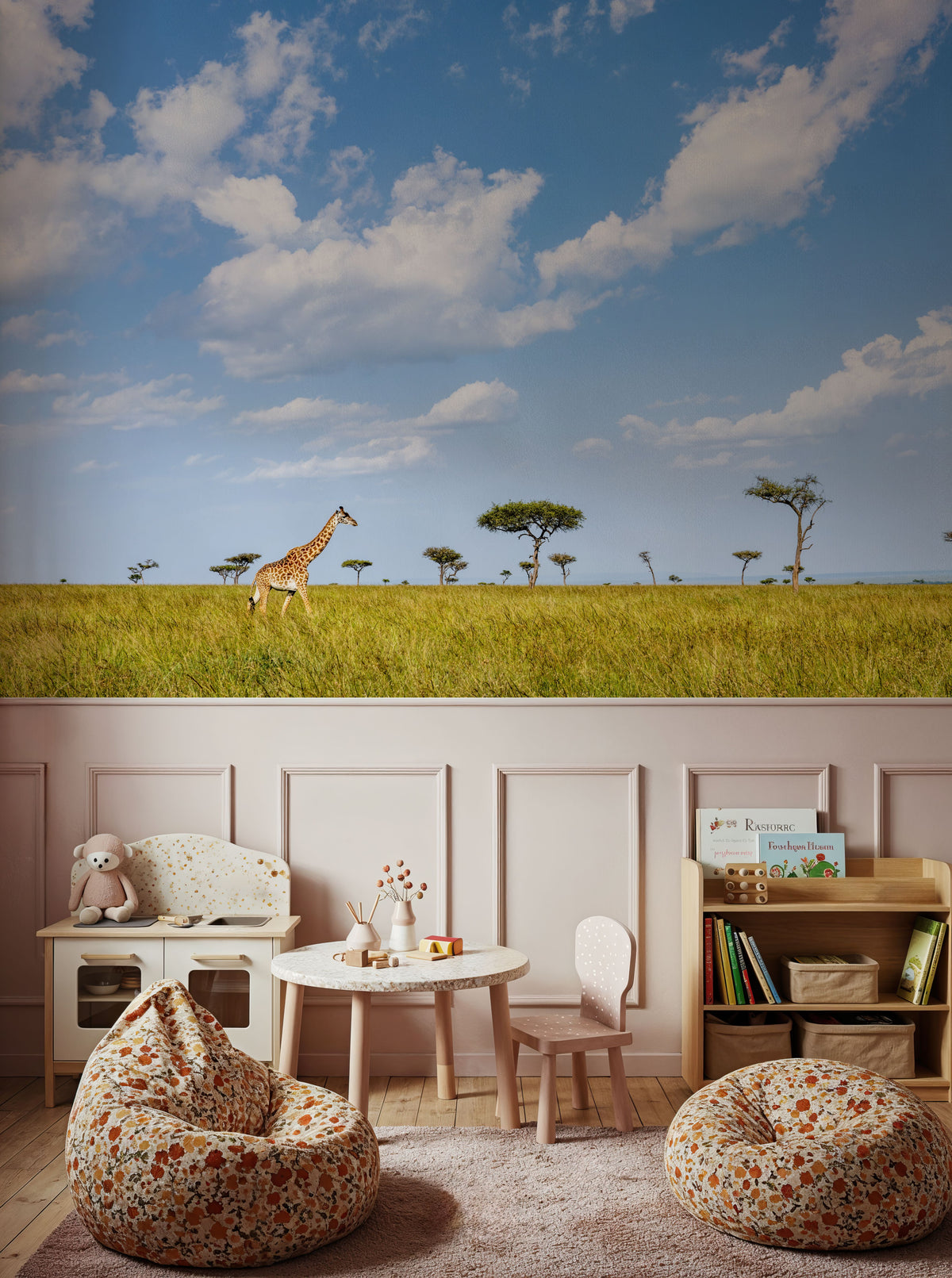 Giraffe Walk Mural Wallpaper - room preview 06