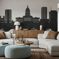 Topeka Wyoming Skyline Black & White Mural Wallpaper - room preview 06