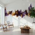 Karachi Pakistan Skyline Purple & Gold Mural Wallpaper - room preview 06