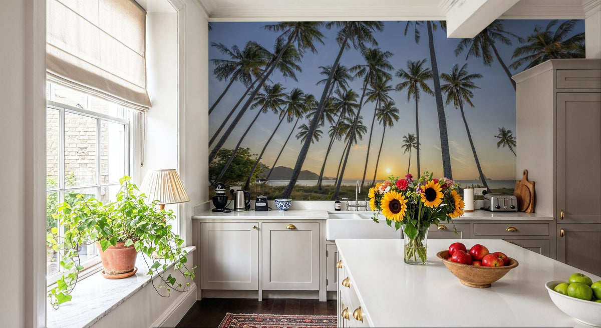 Golden Hour Palms Mural Wallpaper - Neutral Tone - room preview 06