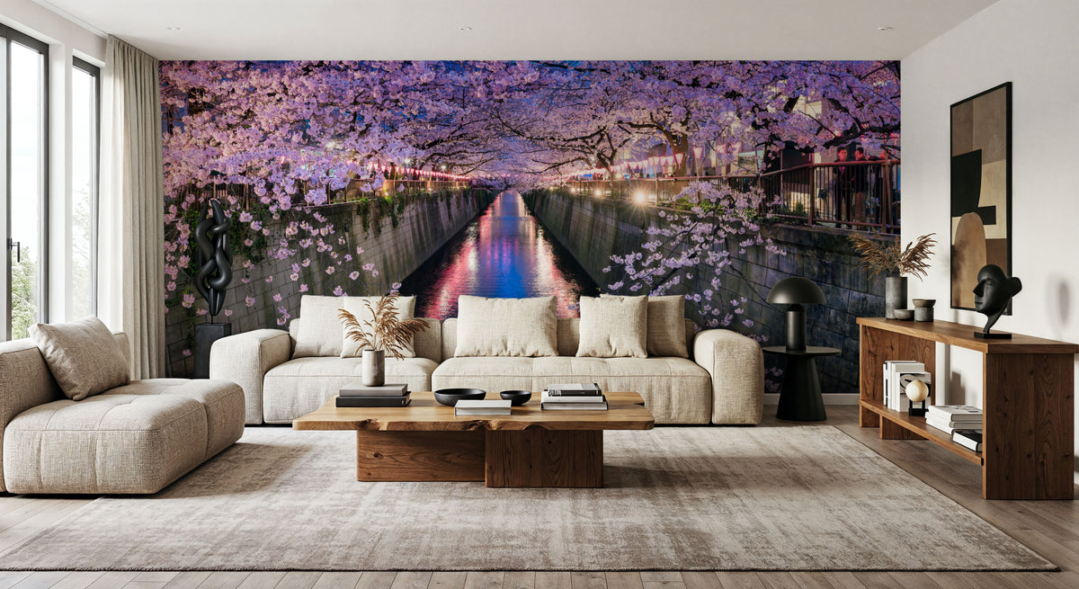 Nakameguro Cherry Blossom Mural Wallpaper - room preview 06