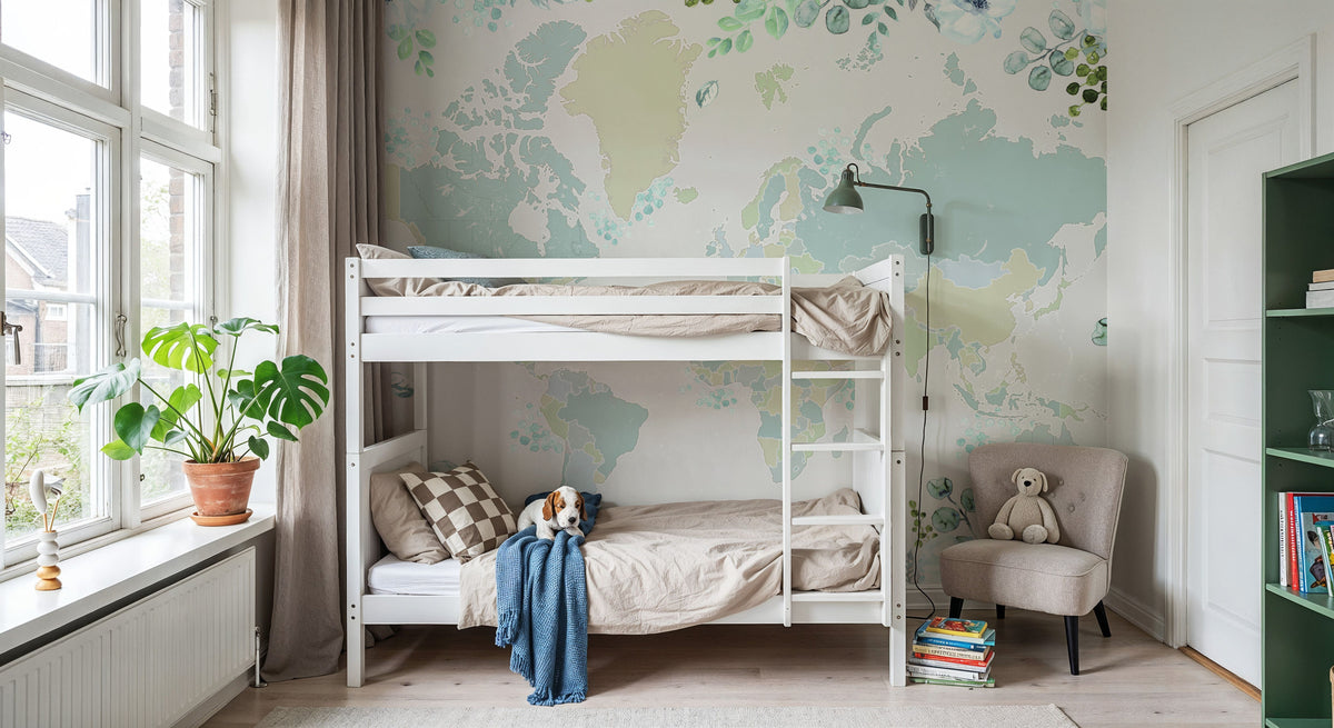 World Map - Marie Mural Wallpaper - room preview 06