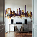 Suzhou China Skyline Purple & Gold Mural Wallpaper - room preview 06