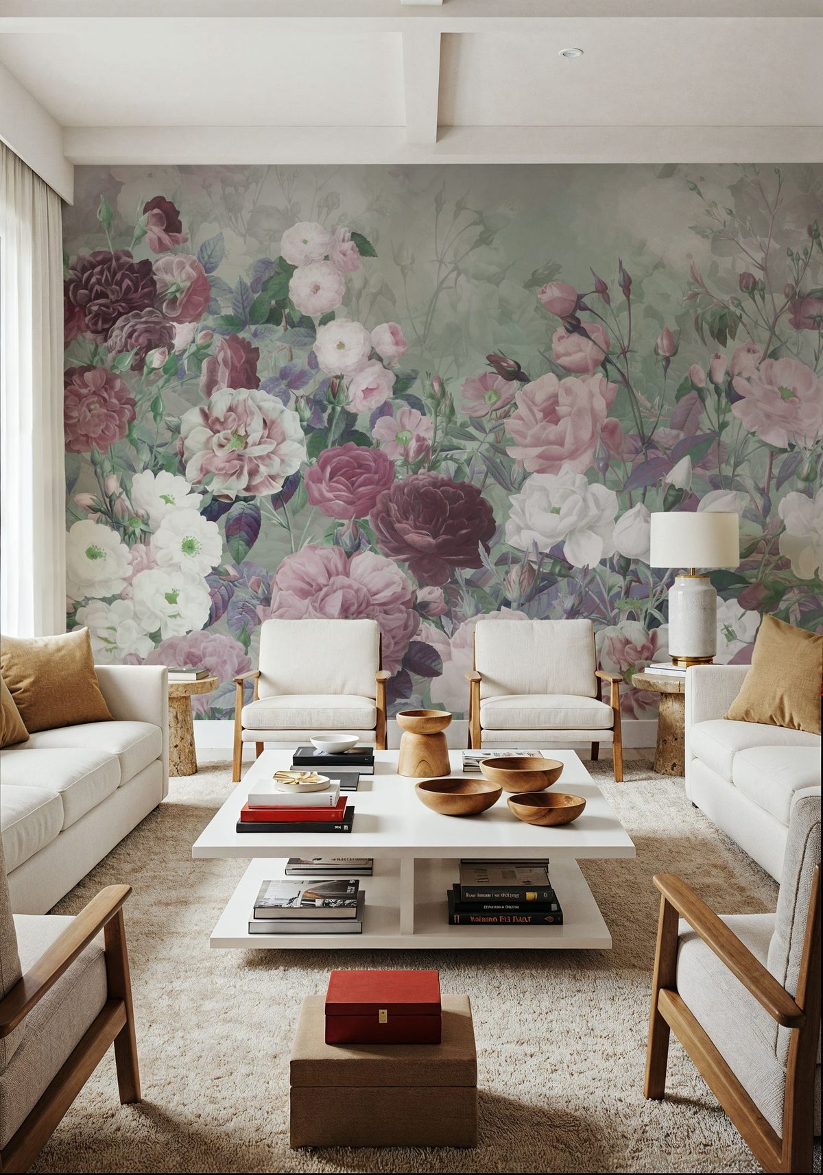 Rose Garden Green Mural Wallpaper - room preview 06