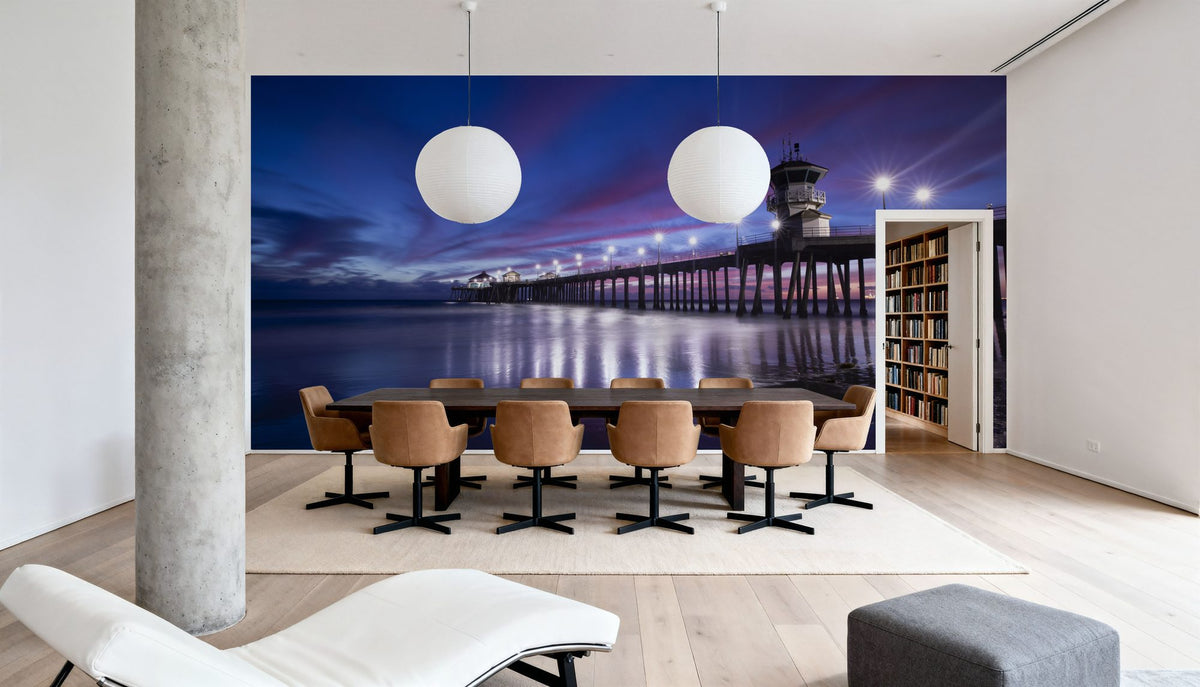 Twilight Harbor Mural Wallpaper - Blue Tone - room preview 06