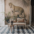 Cheetahs Tropical Jungle Monochrome Mural Wallpaper - room preview 06