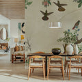 Fields of Birds and Flowers Mural Wallpaper - Warm Tone - room preview 06