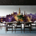 Sevilla Skyline Purple & Gold Mural Wallpaper - room preview 06