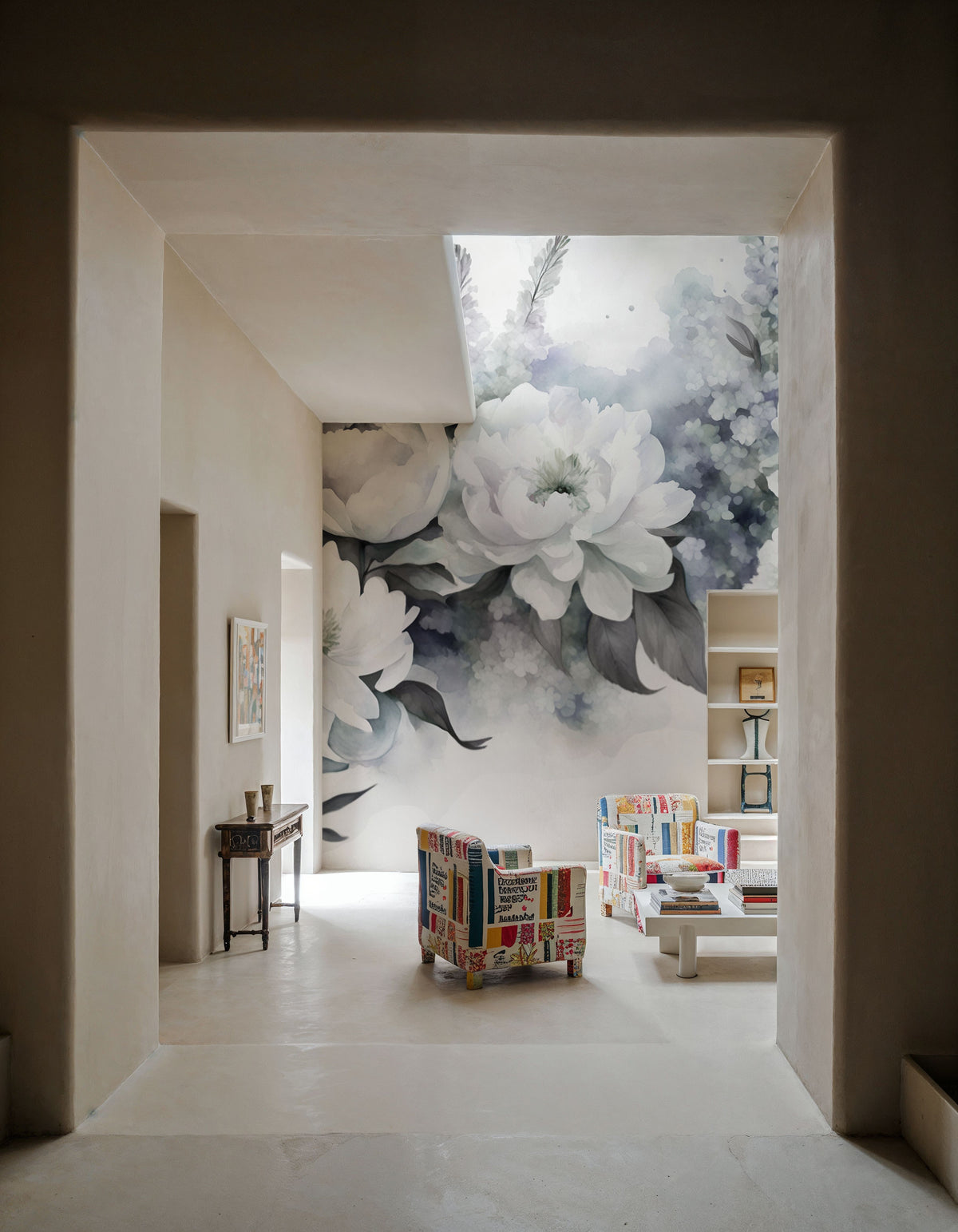 Peony Melody Blue Mural Wallpaper - room preview 06