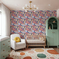 Flower Power, Blue Mural Wallpaper - room preview 06