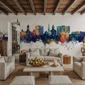 Fredericton Canada Skyline Blue & Bronze Mural Wallpaper - room preview 06