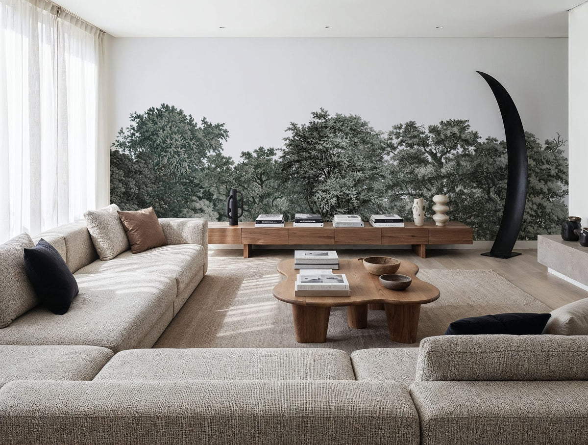 Over the Treetops, Forest Green Mural Wallpaper - room preview 06