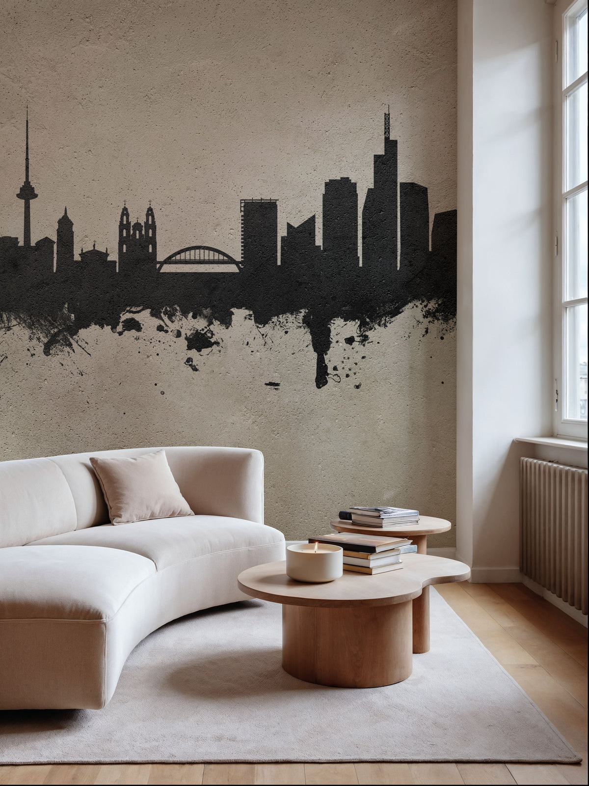 Vilnius Lithuania Skyline Concrete Mural Wallpaper - room preview 06