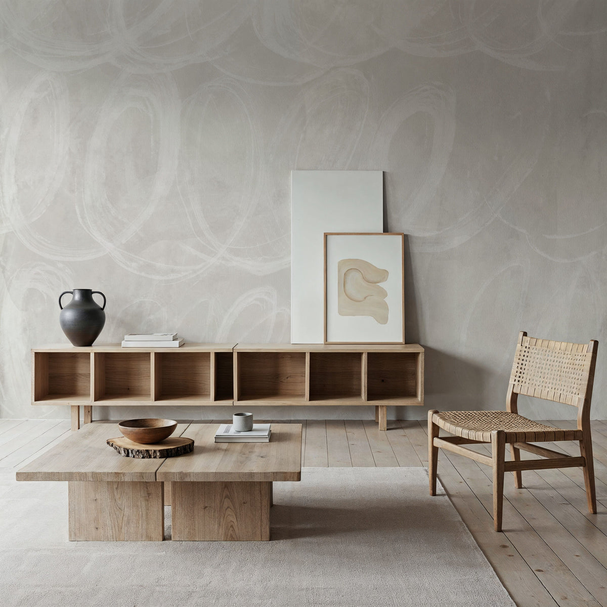 Calming Thoughts II Neutral Crop Mural Wallpaper - room preview 06