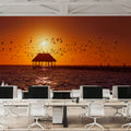 Sunset Harbor Pavilion Mural Wallpaper - room preview 06