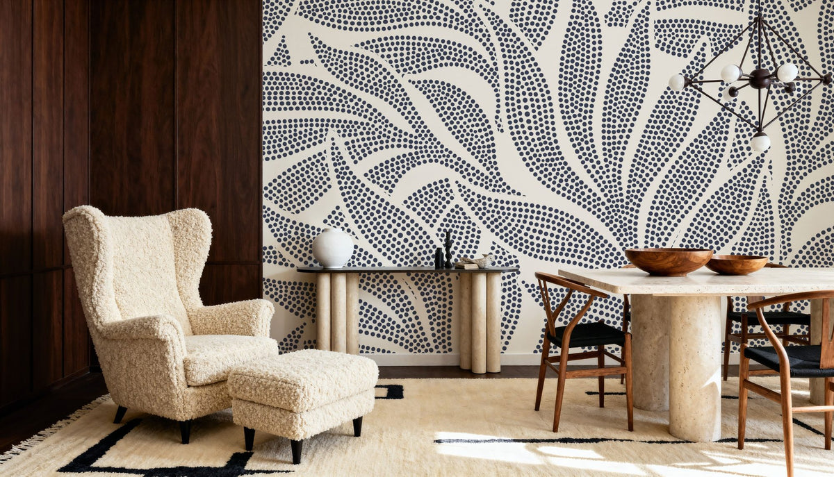 Stippled Leaf Mural Wallpaper - room preview 06