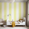 Scalloped Circus Stripes, Yellow Mural Wallpaper - room preview 06