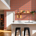 Geo Floral, Red Mural Wallpaper - room preview 06