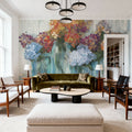 Hydrangeas in Glass Jars Blue Mural Wallpaper - room preview 06